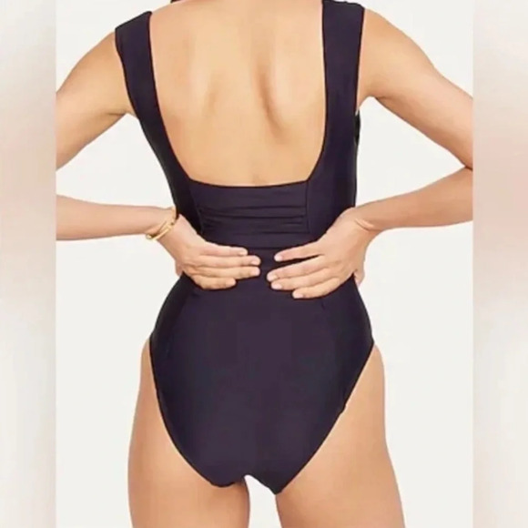 J.CREW NWT Ruched Square Neckline Navy One Piece Bathing Suit Size 22 - Picture 2 of 11